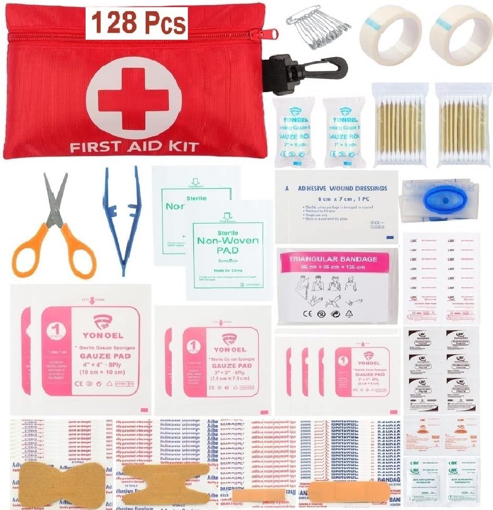 Galaxylense 128 Pcs First Aid Kits Small for Survival Emergency Trauma Military Tactical Medical School Office Home Traveling Hunting Camping Hiking Fishing IFAK EMT Bag 10 Packs