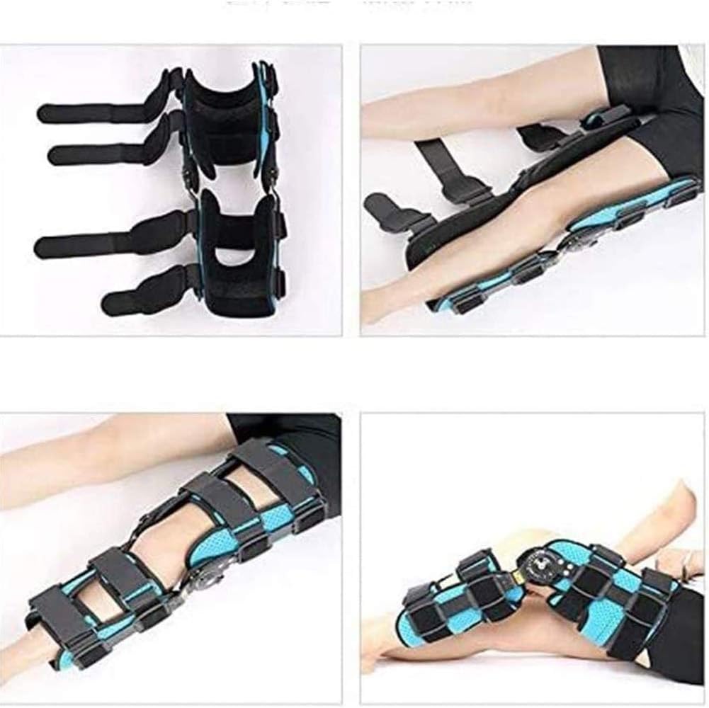 Adjustable ROM Hinged Knee Brace Leg Stabilizer, Post-Op Knee Brace for Recovery Stabilization Ligament/Sports Injuries Unisex,Blue