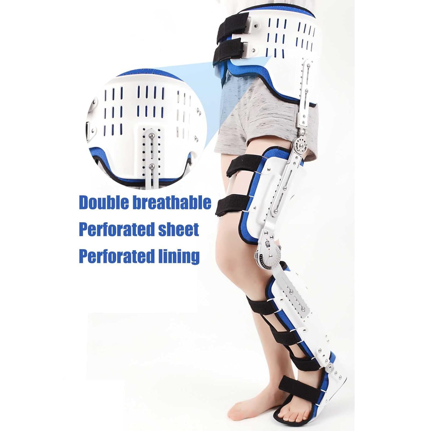 Hinged Knee Brace,Knee Joint Fixation Bracket Adjustable Hip, Knee, Ankle and Foot Orthosis Support Joint Stabilizer (Right-Medium
