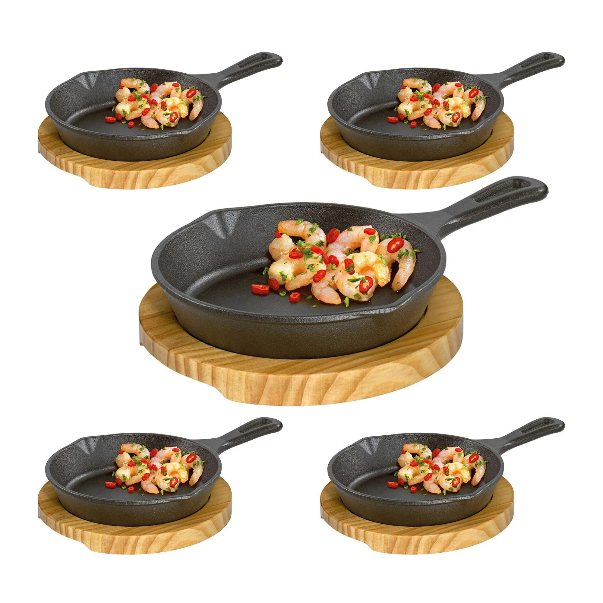 Kchenprofi Serving Pan Round With Wooden Board (5-pack) (Restaurant pack)
