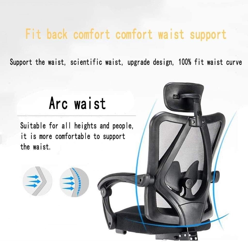 High-Back Leather Executive Swivel Adjustable Swivel Office Desk Chair with Armrests Lumbar Support Desk Ergonomic Chair Office Chair Household Lounge Chair Lifting Swing Chair Mesh (Blue Black frame)