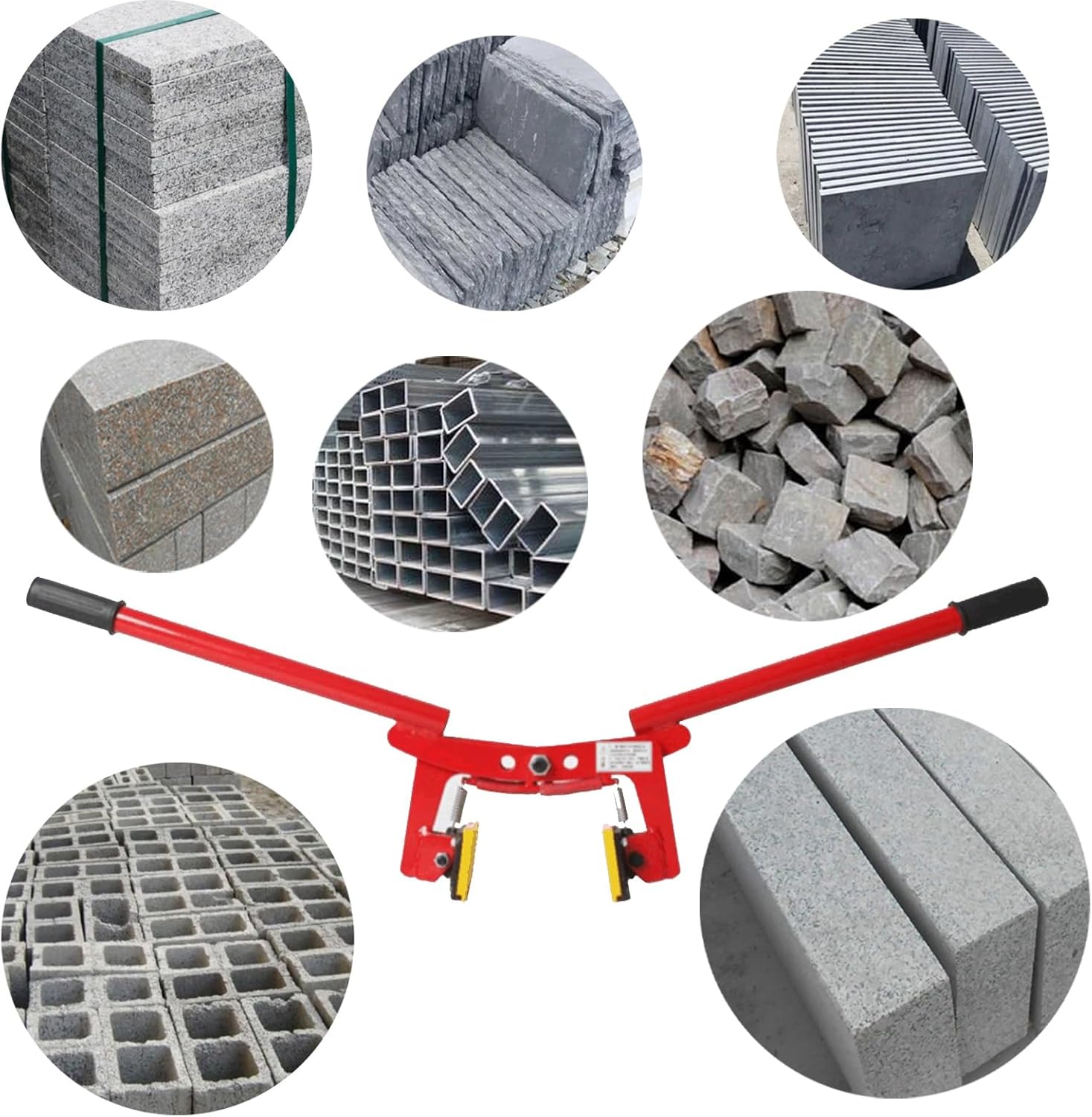 Paving Slab Lifter Paver Granite Slab Lifter with Double Support Arm, Lifting Clamps for Stone/Curb/Brick/Marble, Heavy Duty Stone Clamps with Rubber Handle (L-Opening 18-30cm (7 1/8