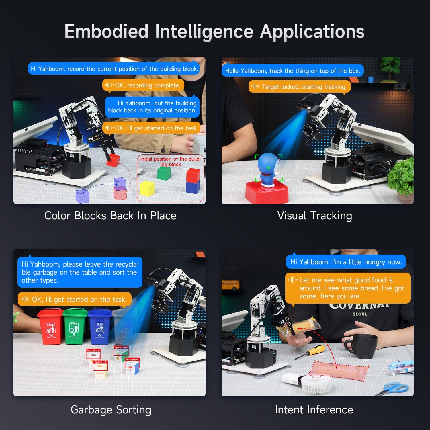 Yahboom 6DOF Robotic Arm 3D Recognition Scanning,Depth Camera Visual Recognition AI Visual Recognition Technology with Orin Nano Super 8GB Supports Large AI Model