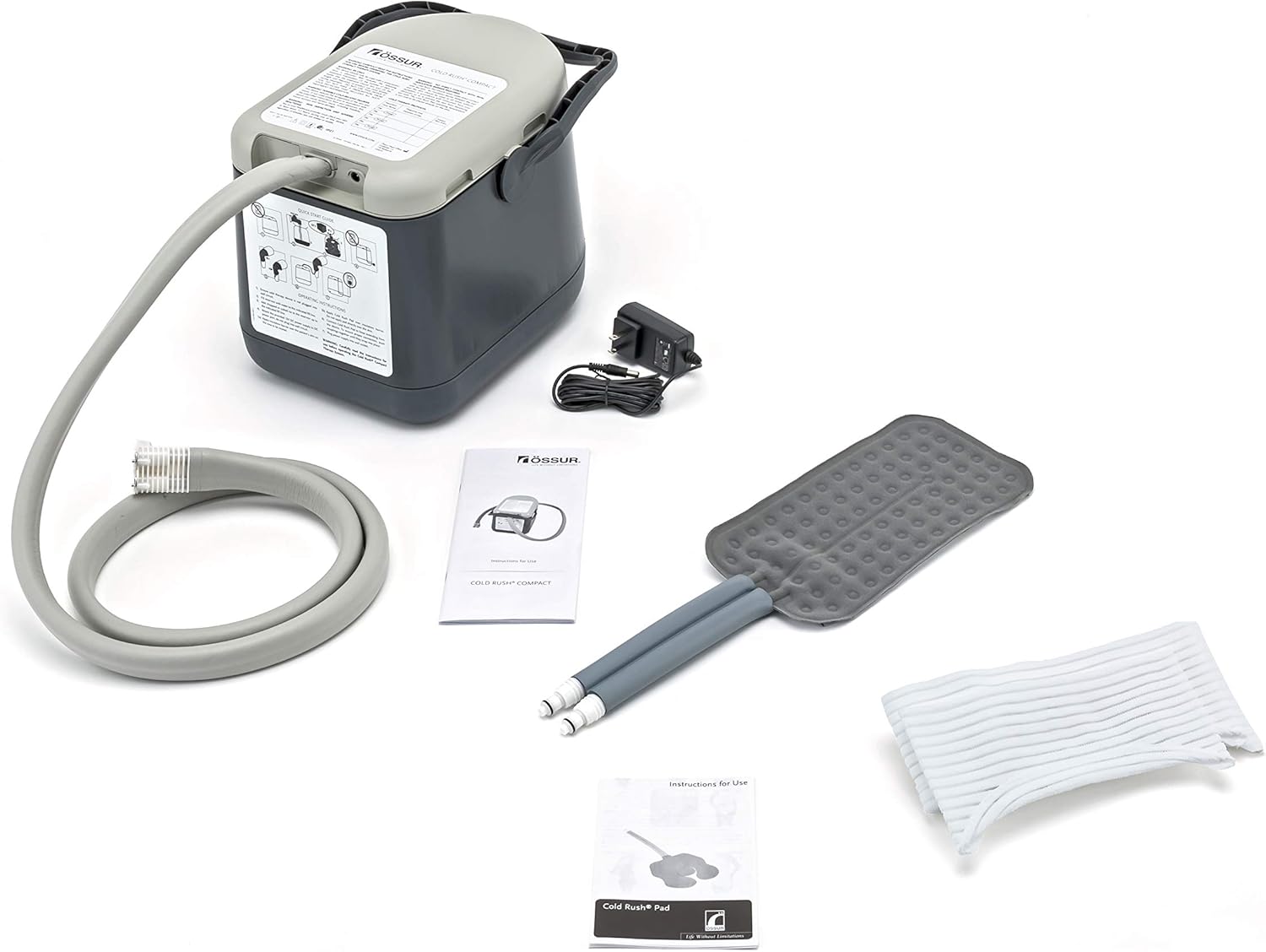 Ossur Cold Rush Compact Therapy Machine System with Rectangle Pad- Ergonomic, Adjustable Wrap Pad Included- Quiet, Lightweight and Strong Cryotherapy Freeze Kit Pump