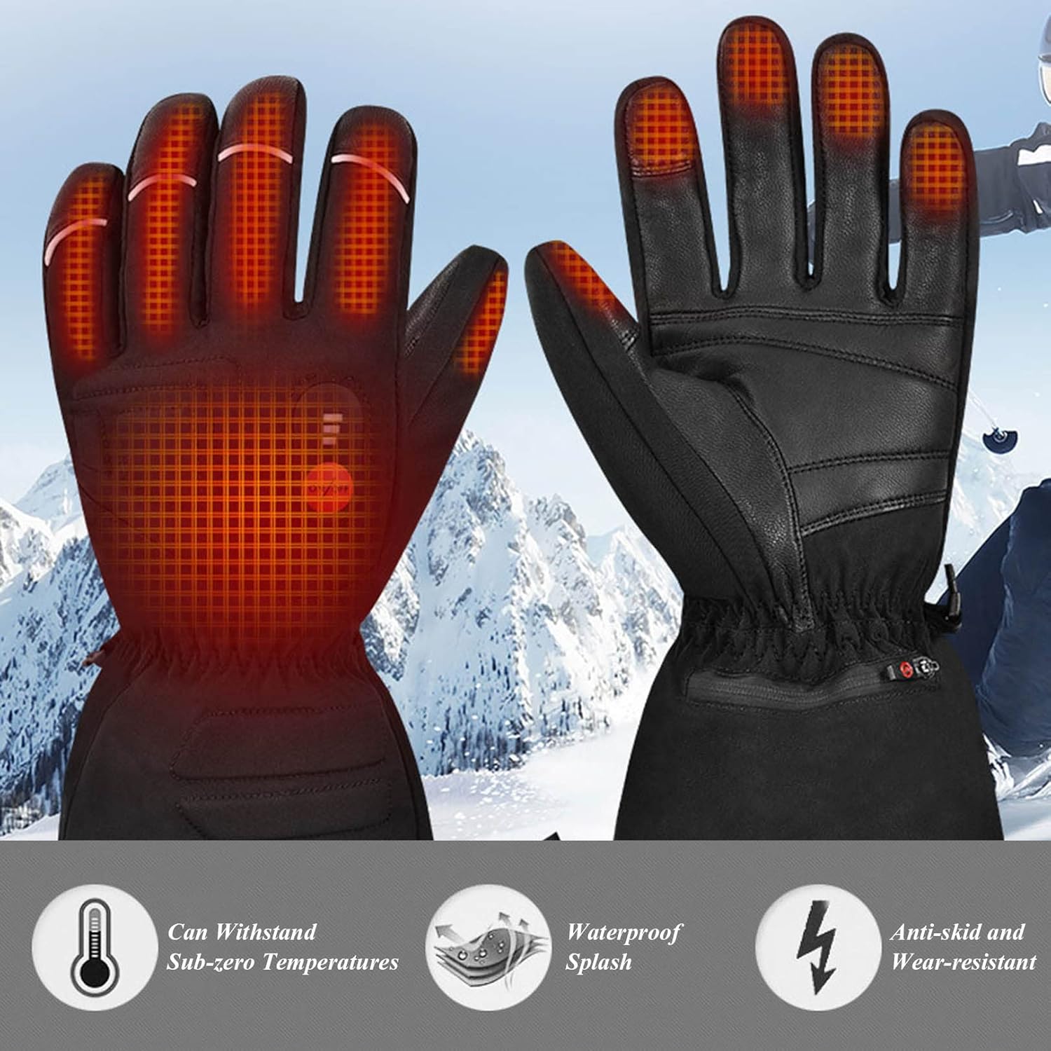 Battery Heated Gloves for Climbing Hiking Cycling,Winter Must Have Thermal Heated Gloves Battery Powered Hand Warmer Glove for Men and Women