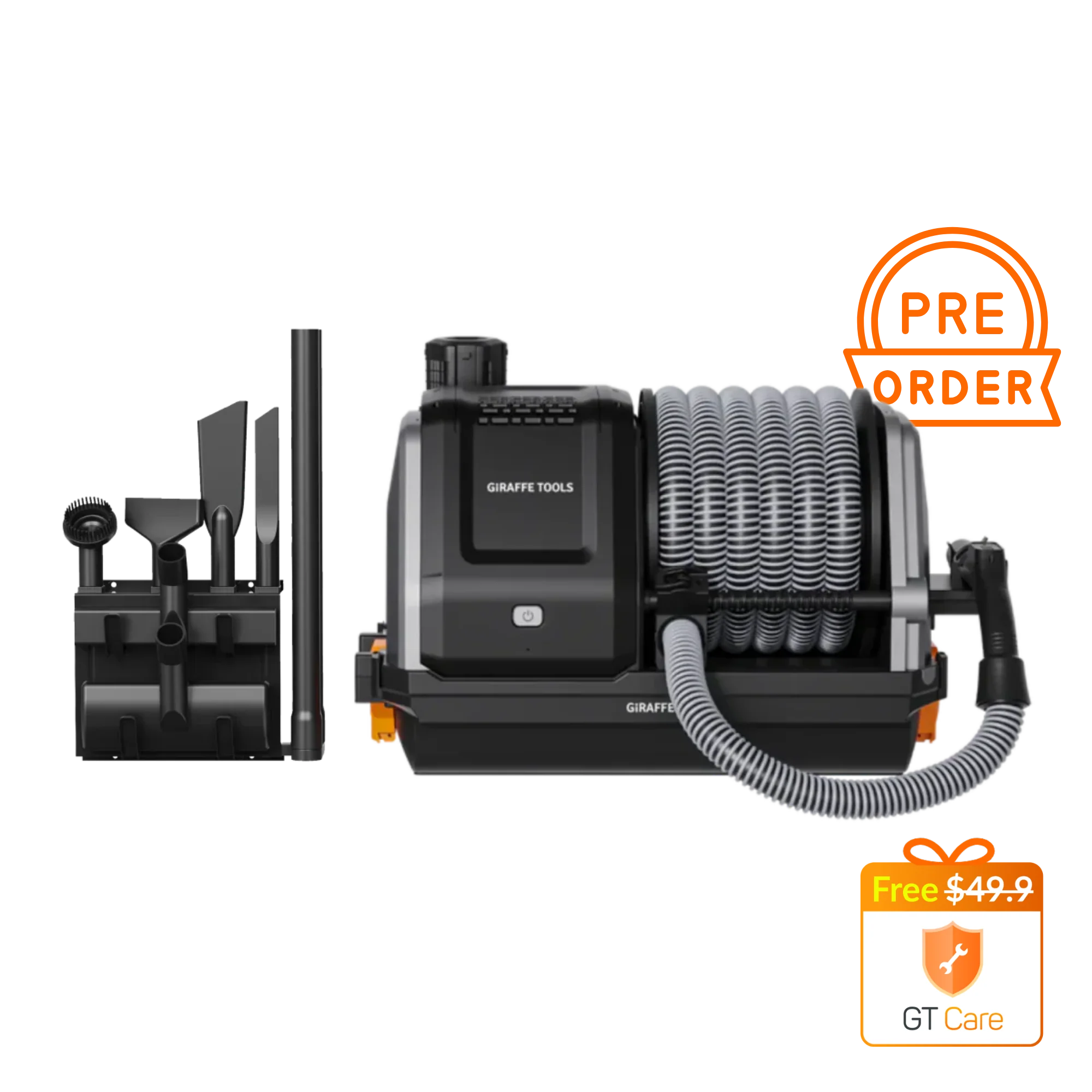 Giraffe Tools Grandstorm Retractable Vacuum Cleaner, 20KPa Motor and 30 Ft Hose