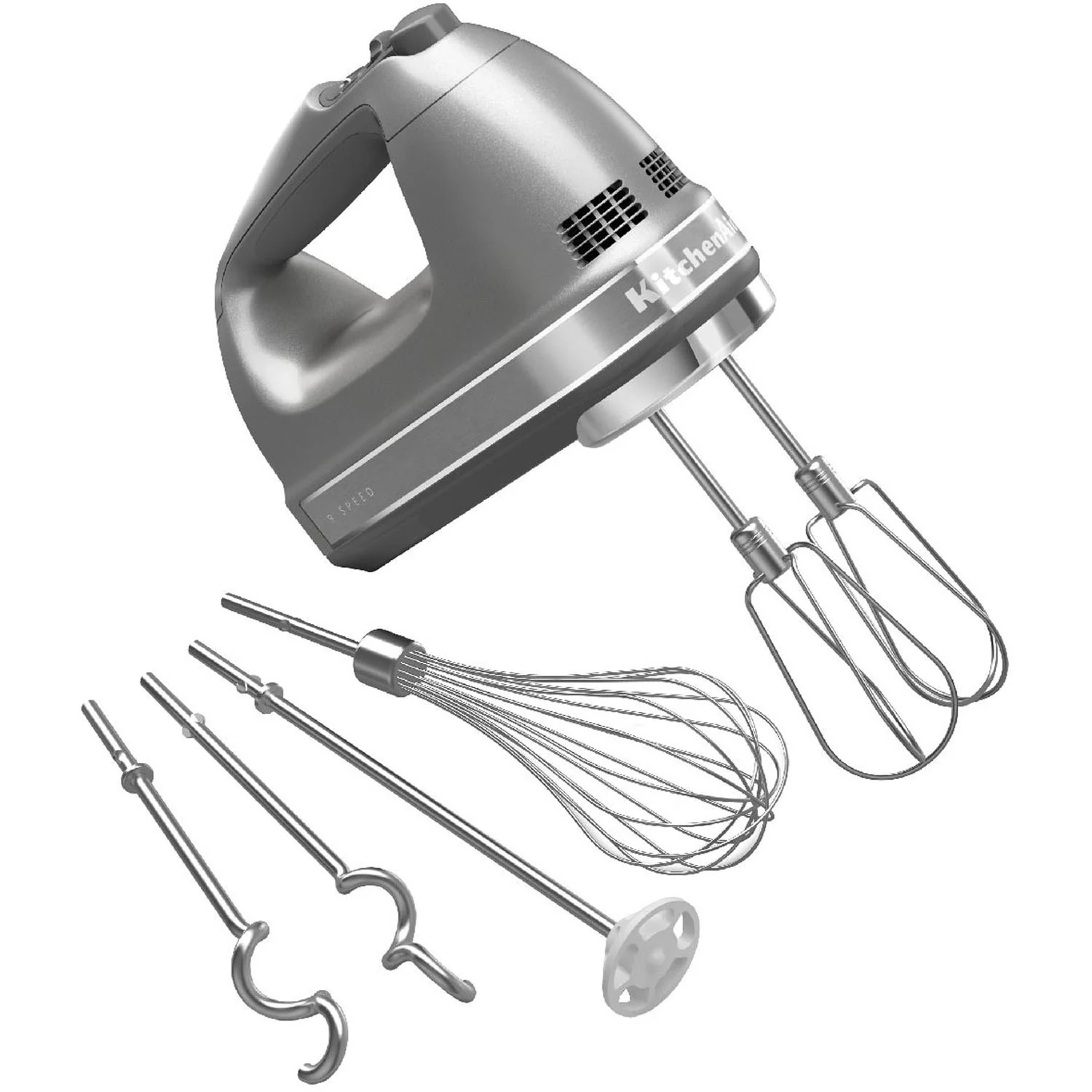 Kitchen Aid 9-Speed Digital Hand Mixer w/Turbo Beater II Accessories in Contour Silver (KHM926CU)