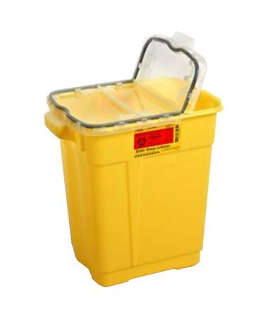 BD Medical Systems 305604 Chemotherapy Sharps Collector, 9 gal Capacity, Gasketed, Yellow (Pack of 8)