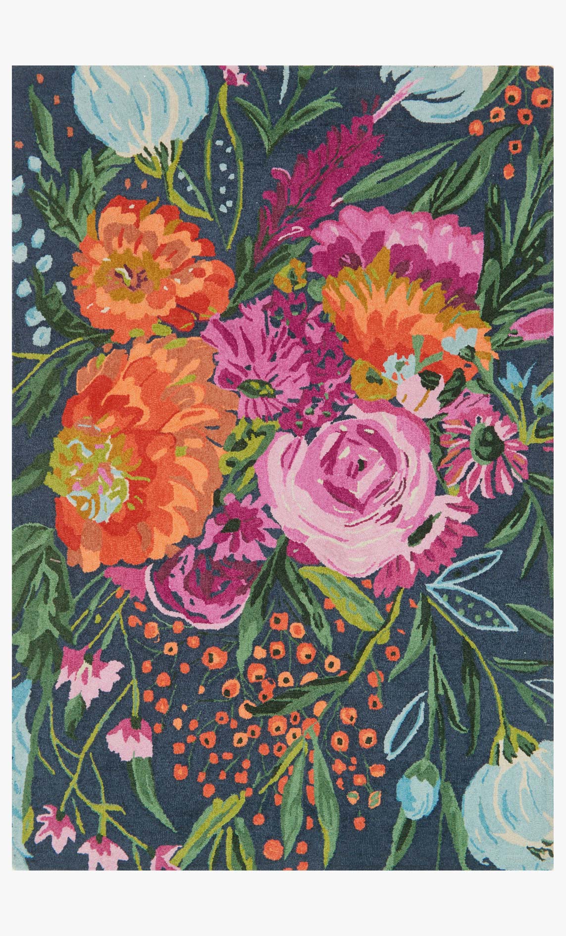 Loloi Wild Bloom Collection - Contemporary Hooked Rug in Midnight & Plum (WV-04)