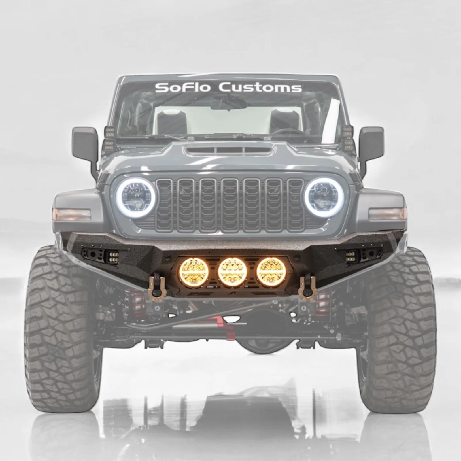 Jeep Wrangler Baja Steel Front Bumper with 3 LED Lights 2018-2025