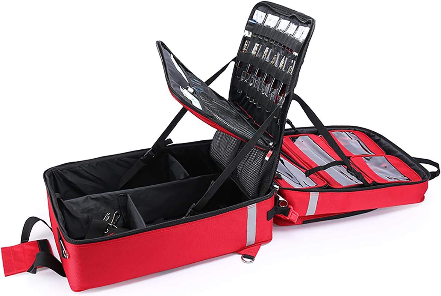 First Aid Kit Bag Rolling Medical Supplies with Detachable Trolley, Nurse Emergency Rescue for Outdoor Hiking, Backpacking, Camping, Responder Trauma