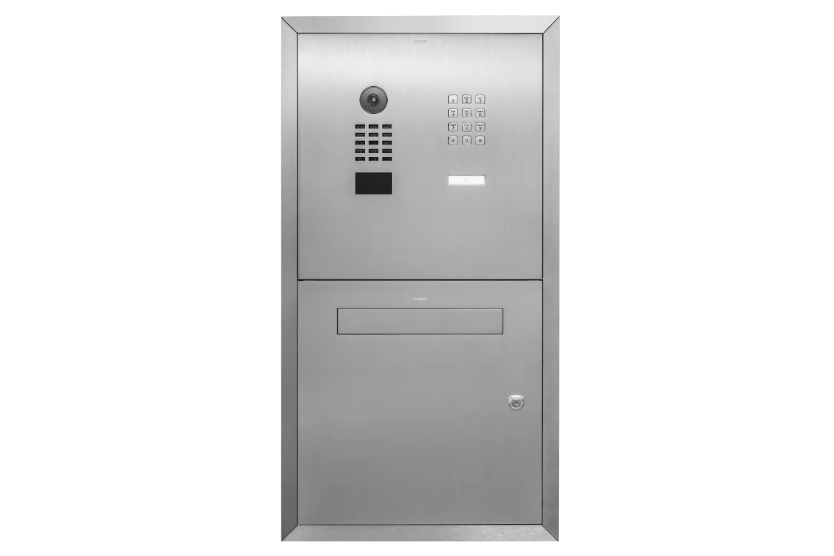 DoorBird Flush-Mounted Letterbox with D2101KH IP Video Door Station, 1 Keypad, 1 Call Button