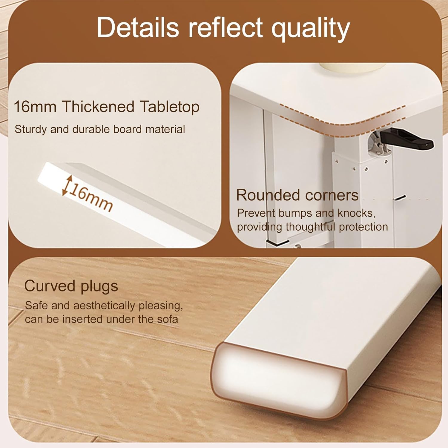 Overbed Bedside Table with Hidden Casters, Mobile Standing Stand Up Rolling Laptop PC Desks with Tilting Top Height Tray, Height Adjustable, for Home and Hospital Use(Gray)