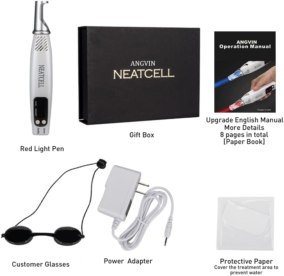 Red Light Pen Device w/US Plug,Customer Glasses,Operation Videos