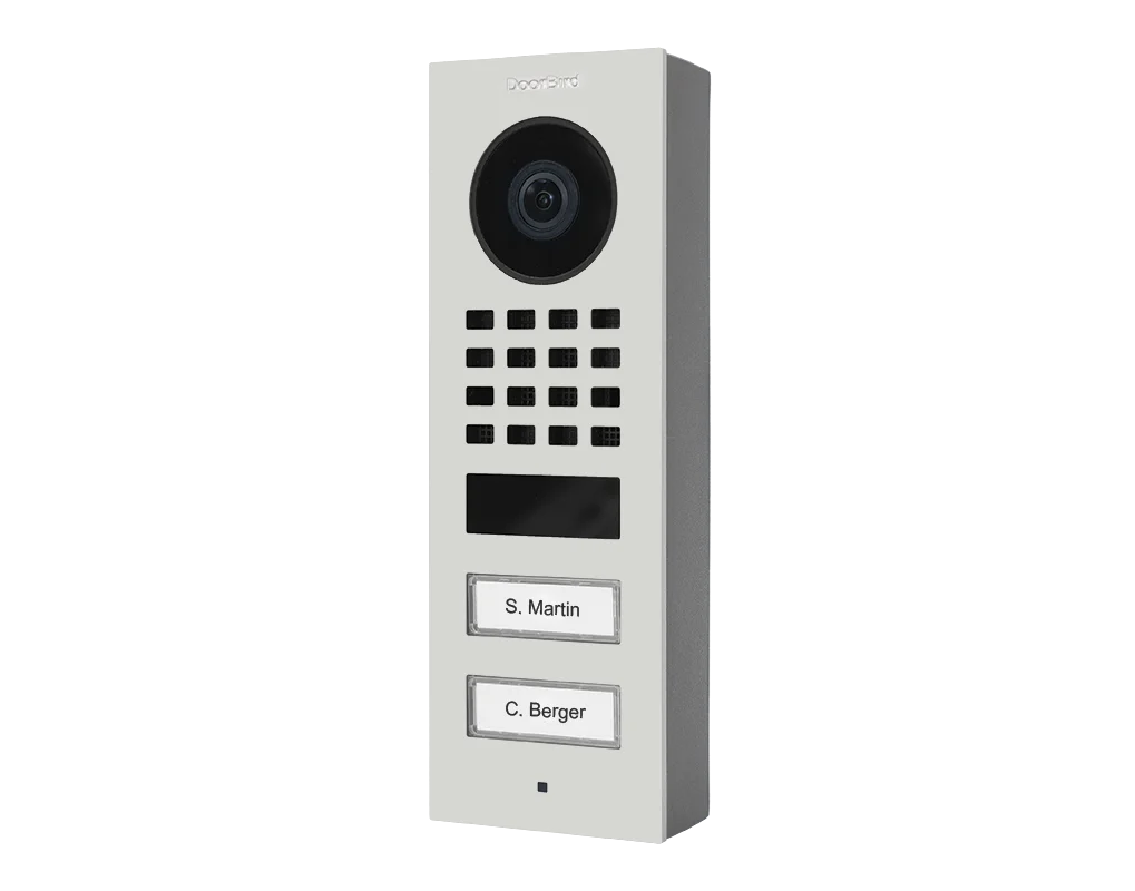 DoorBird D1102V Surface-Mount IP Video Door Station, 2 Call Button in Traffic White, RAL 9016