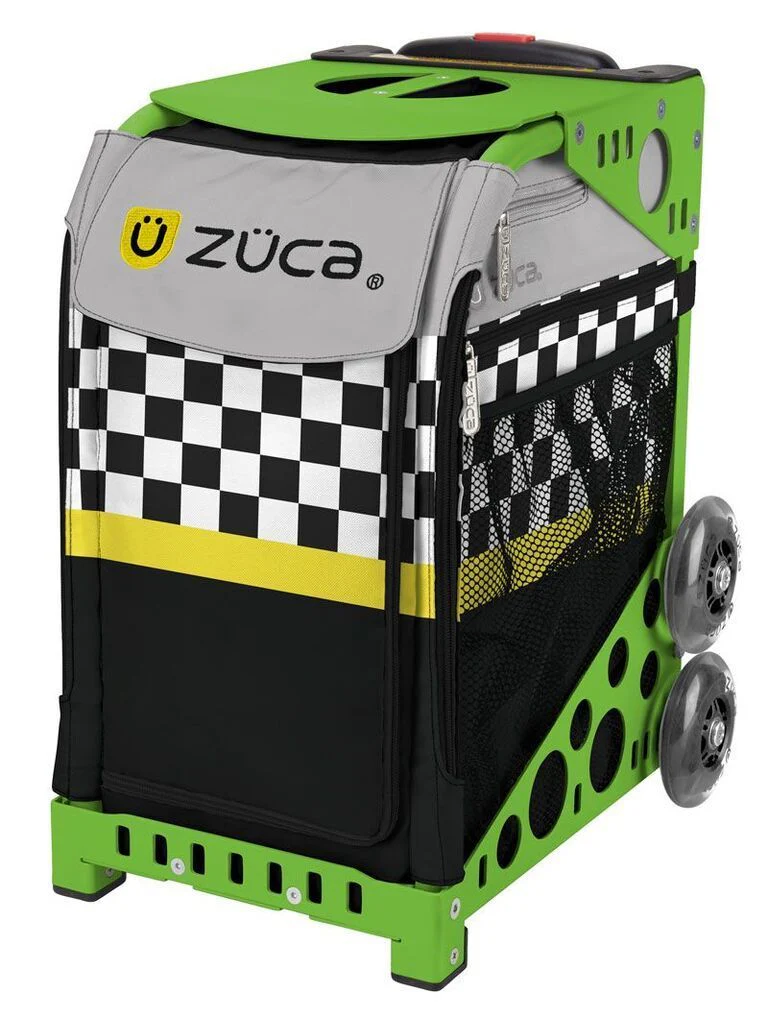Zuca Sk8ter Block Sport Bag and Green Frame with Flashing Wheels