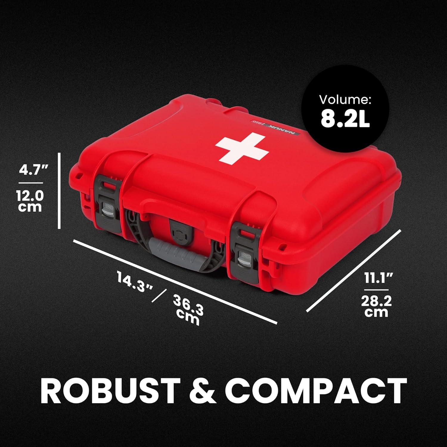 NANUK 910 Waterproof First Aid Kit 146pcs – Durable, Pre-Stocked First Aid Emergency Kit with Bandages, Tick Removal Tool, and More – Dustproof, Impact-Resistant, Floats (14.3