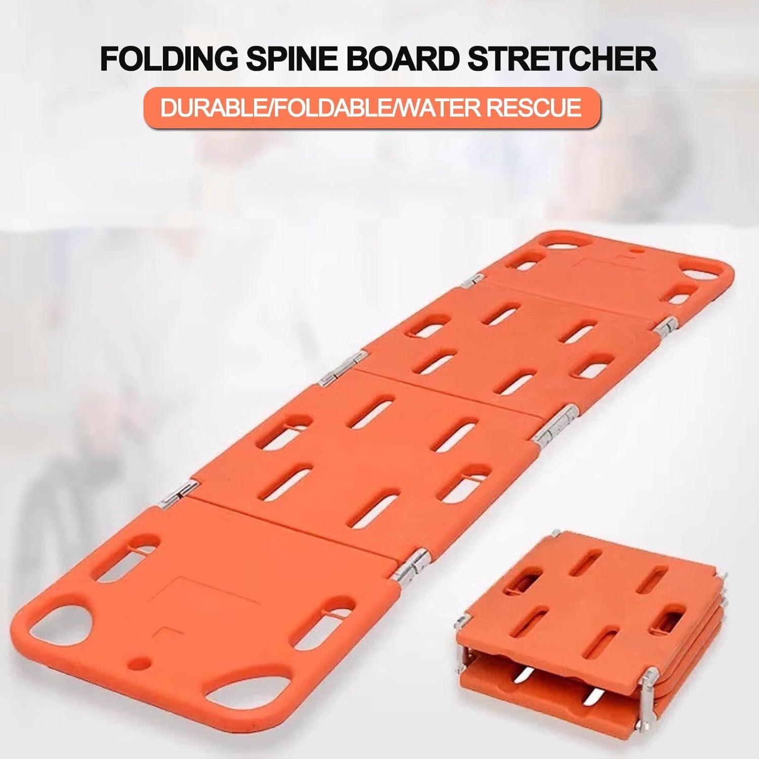 Quad Folding Medical Rescue Stretcher with Spine Plate, 350 lbs Load Capacity, Ideal for Patient Transfers in Medical Departments, Emergency Use and Transport