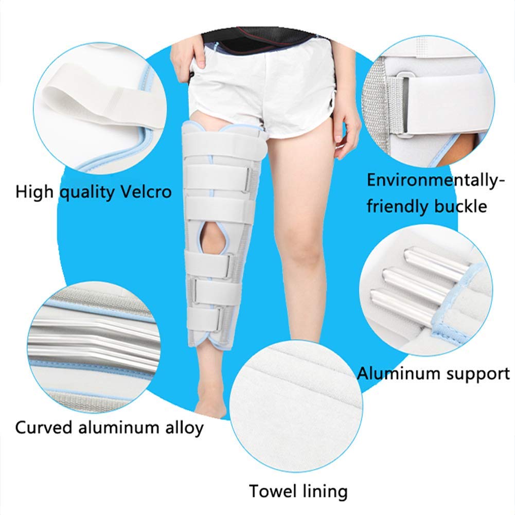 ZR98US Knee Brace Immobilizer Splint Adjustable Joint Orthosis Surgical Fixation Stabilization Fracture Ankle Support, to fit Your Leg Size (Gray2 XL)