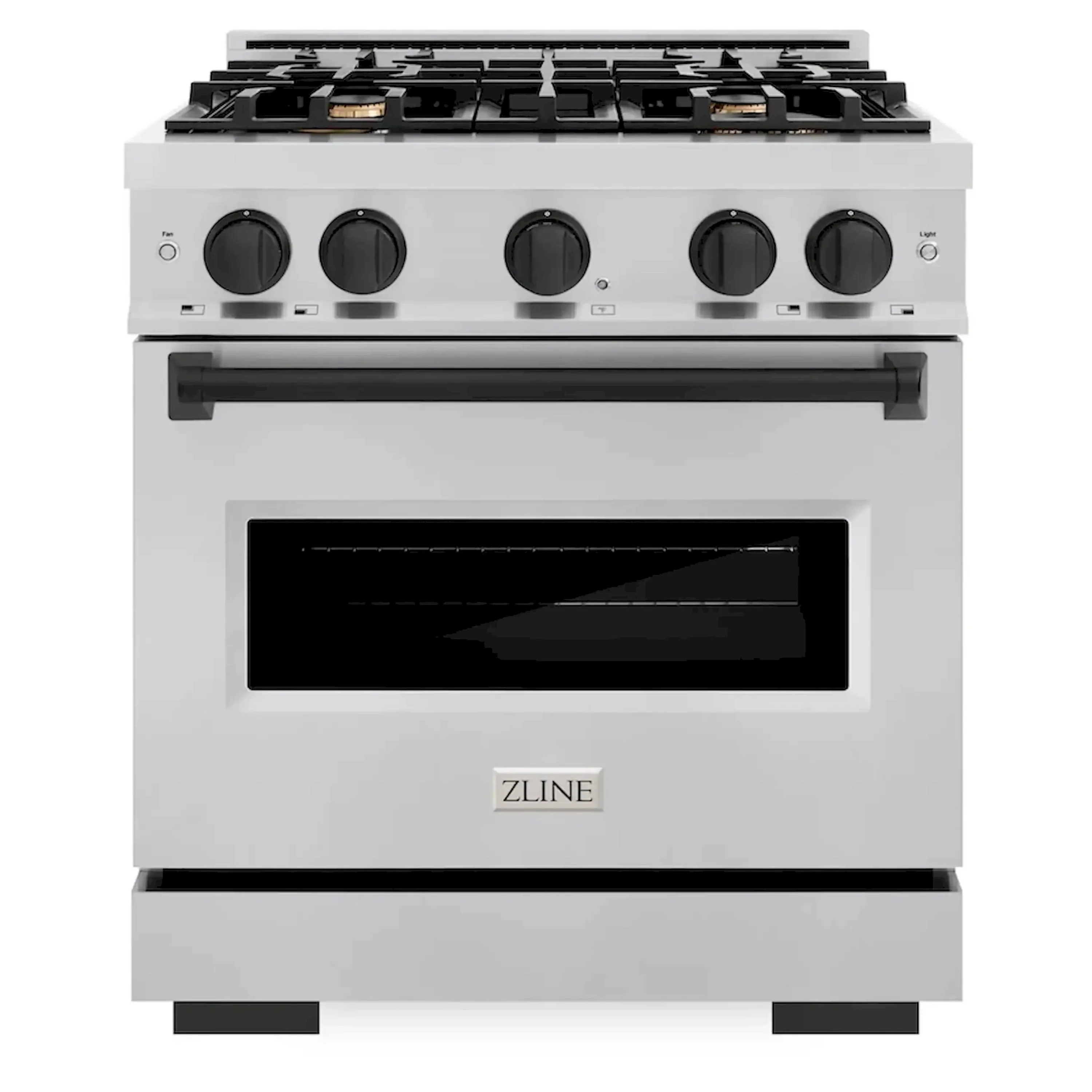 ZLINE Autograph Edition 30-Inch Classic Series Gas Range with 4 Gas Burner Cooktop and 4.2 Cu. Ft. Gas Convection Oven  in Stainless Steel and Matte Black Accents (CGRZ-30-MB)