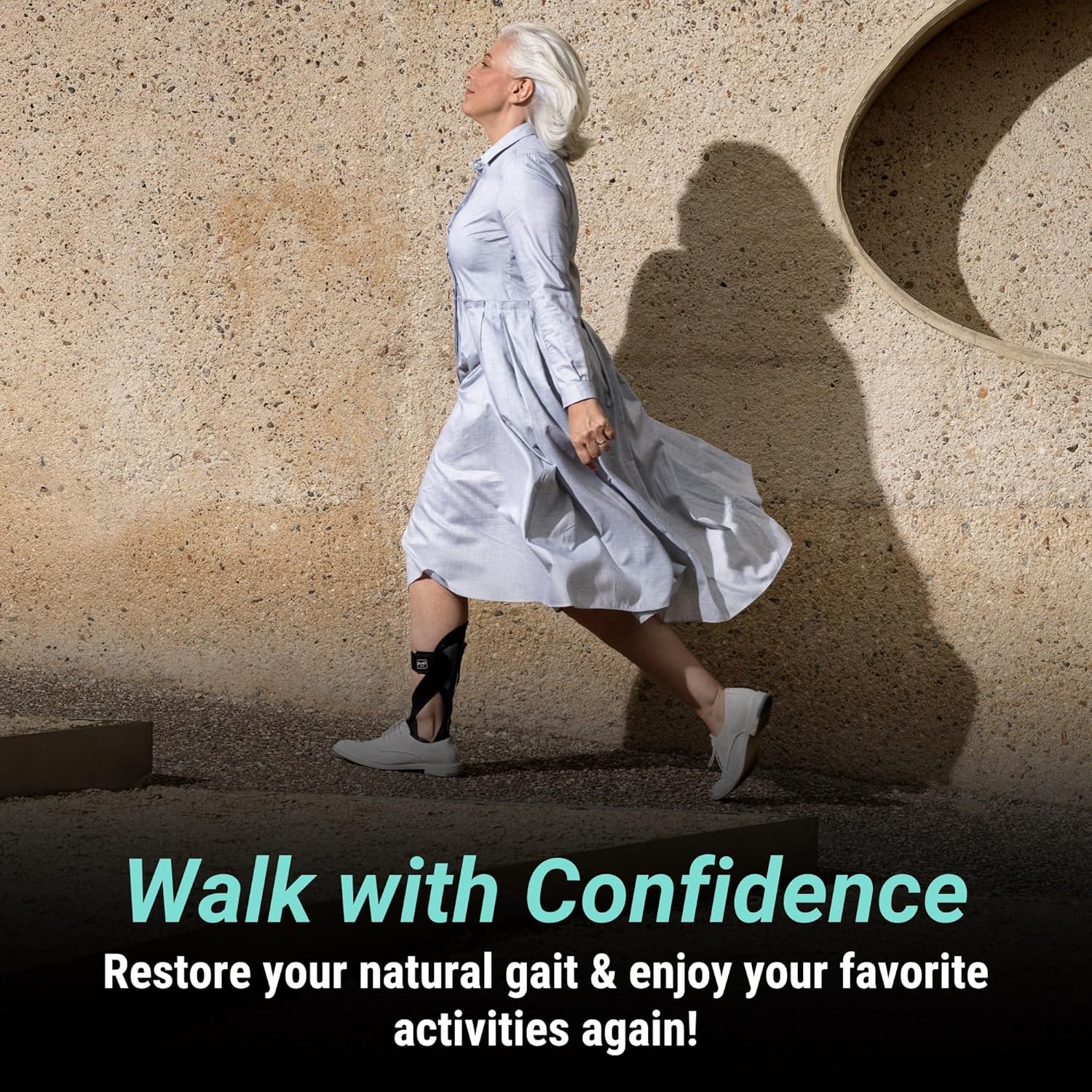 PUSH ortho Ankle Foot Orthosis for Comfortable Support. Can be Worn with Shoes. Comfortable and Flexible AFO Brace for Drop Foot (Peroneal Palsy), Stroke, Multiple Sclerosis. (Right Size 2)