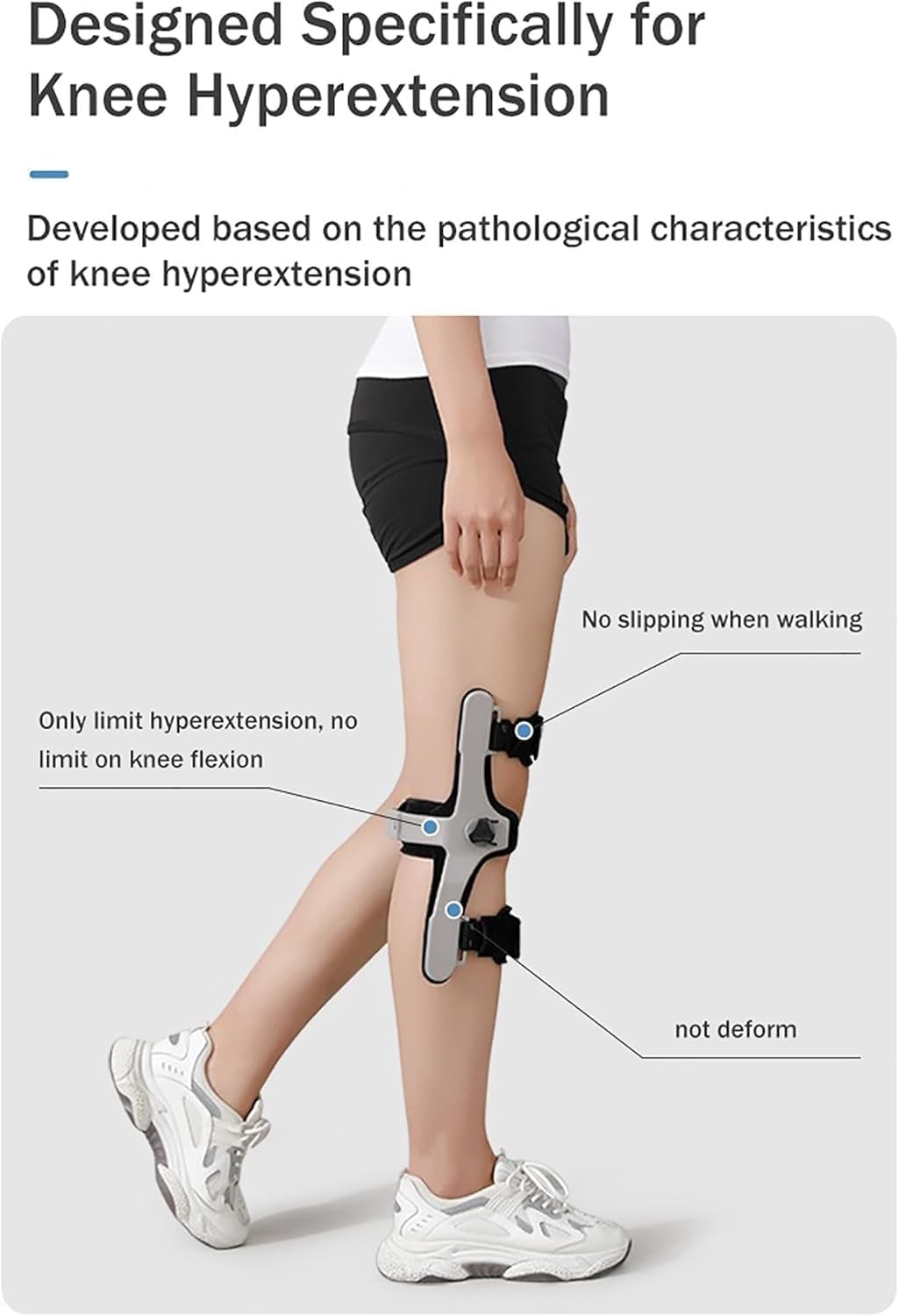 Medical Knee Hyperextension Brace Orthosis, Knee Immobilizer, Adjustable Fixed Knee Orthosis, Side Button Design, Adjustable Size and Angle, for Acl, Pcl, Osteoarthritis, Recovery After Op.(Right,X-La