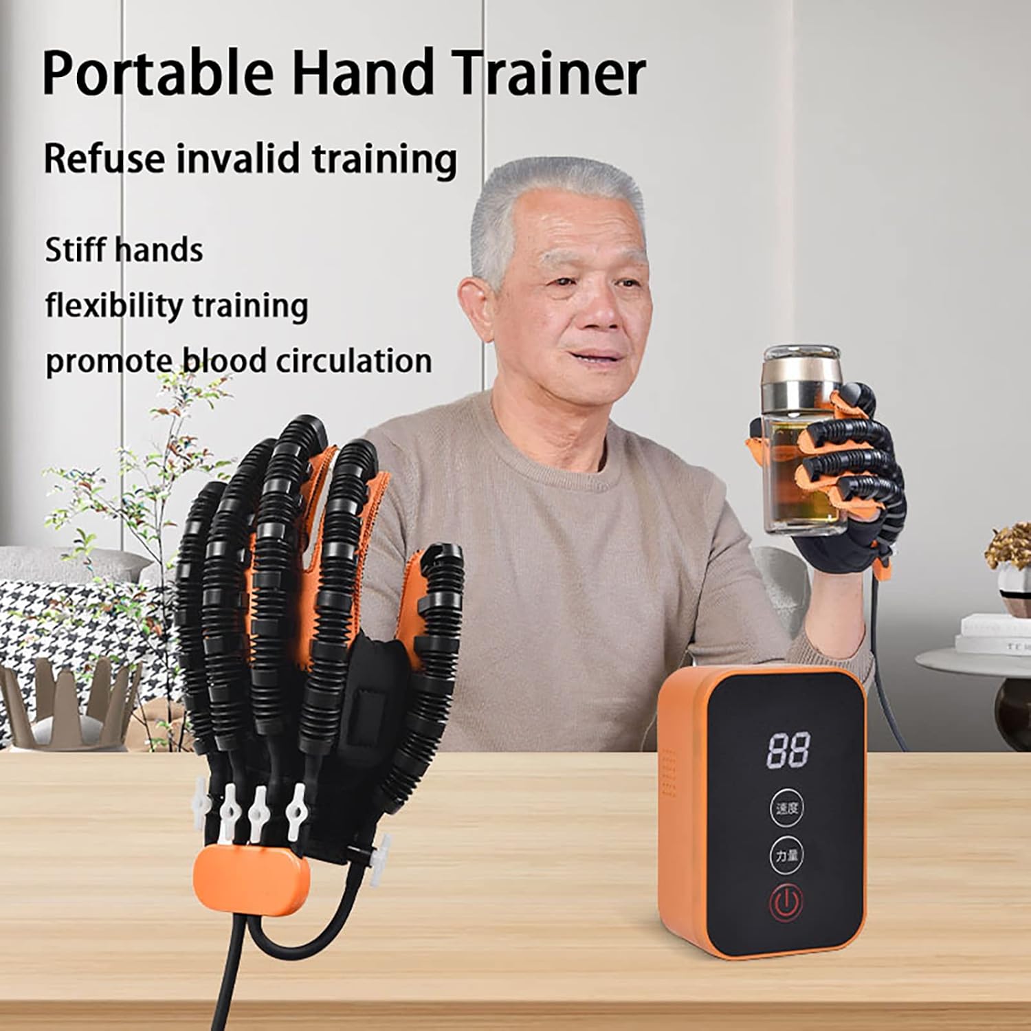 Self-Training Rehabilitation Robot Gloves, Stroke Hand Splint Assistive Training Equipment, Help Hand Finger Function Recovery Finger Straightening(Size:M Code,Color:Right 3)