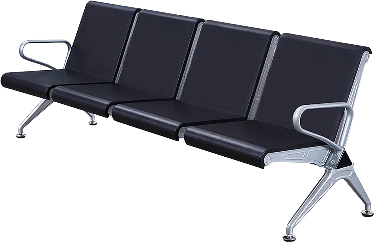 4-Seat Waiting Room Bench, Office Guest Reception Chairs, Airport Reception Seat Benches with Armrests and Backrests, for Airport Hospital Bank Salon,Black-One Size
