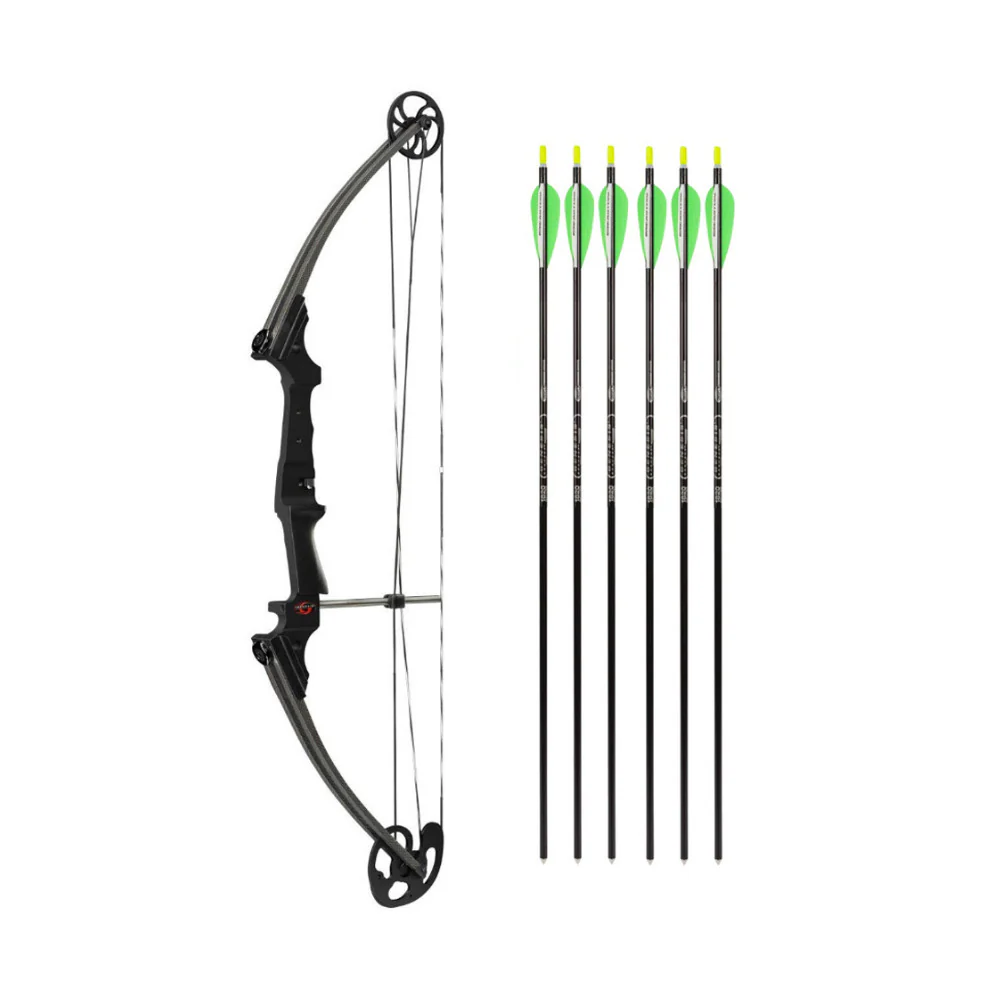 Genesis Archery Original Compound Bow (Left Hand, Black) and Six Arrows