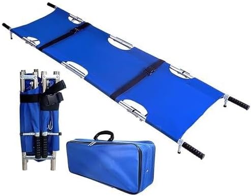 Folding Portable Stretcher, Aluminum Alloy with 10 Handles, 350lbs Capacity, Lightweight & Foldable for Emergency Rescue, Hospital, Clinic, and Home Use (Orange)