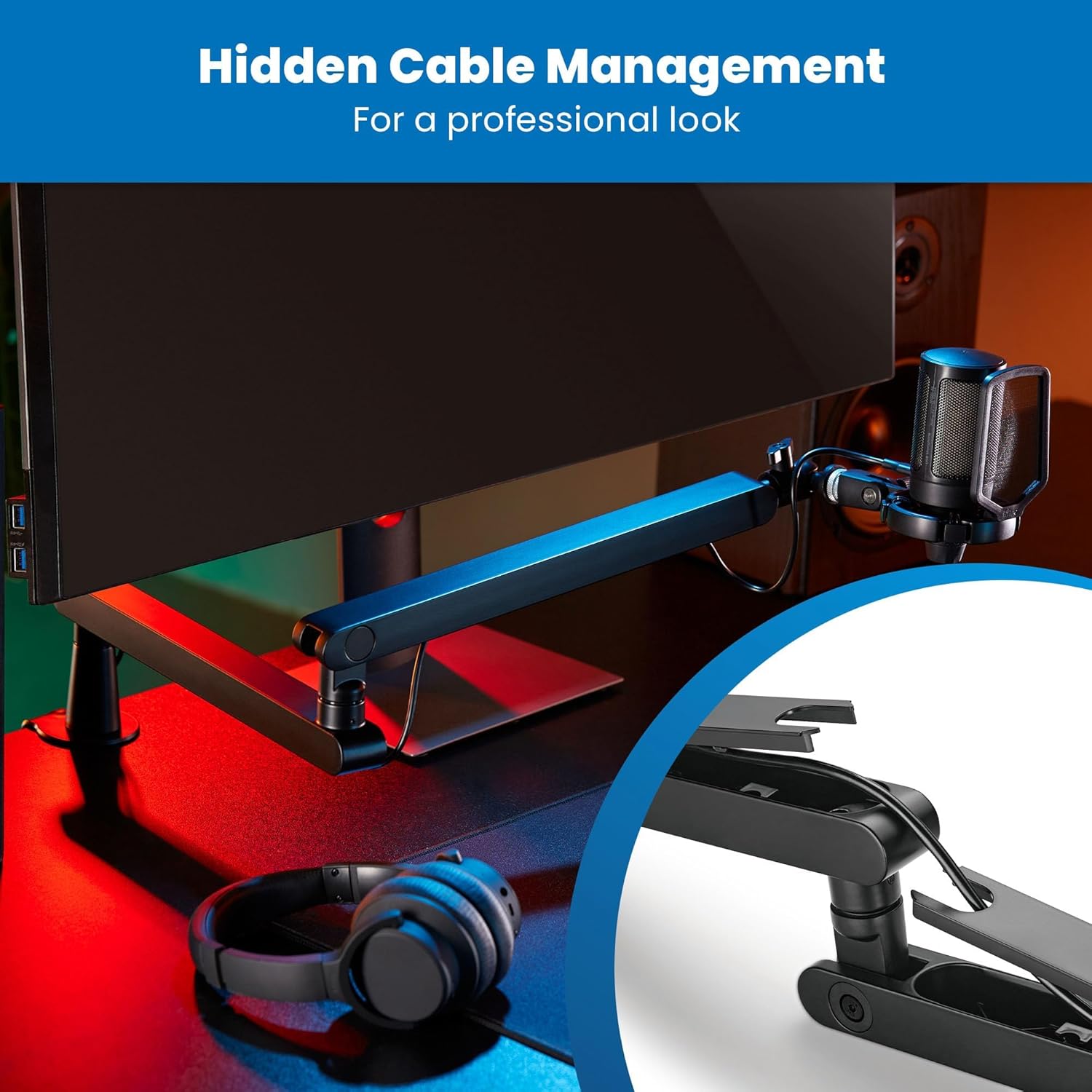 Mount-It! Mic Arm, Microphone Boom Arm, Adjustable Full Motion Mic Desk Mount, for Streaming, Gaming, Podcast, Recording, 3/8