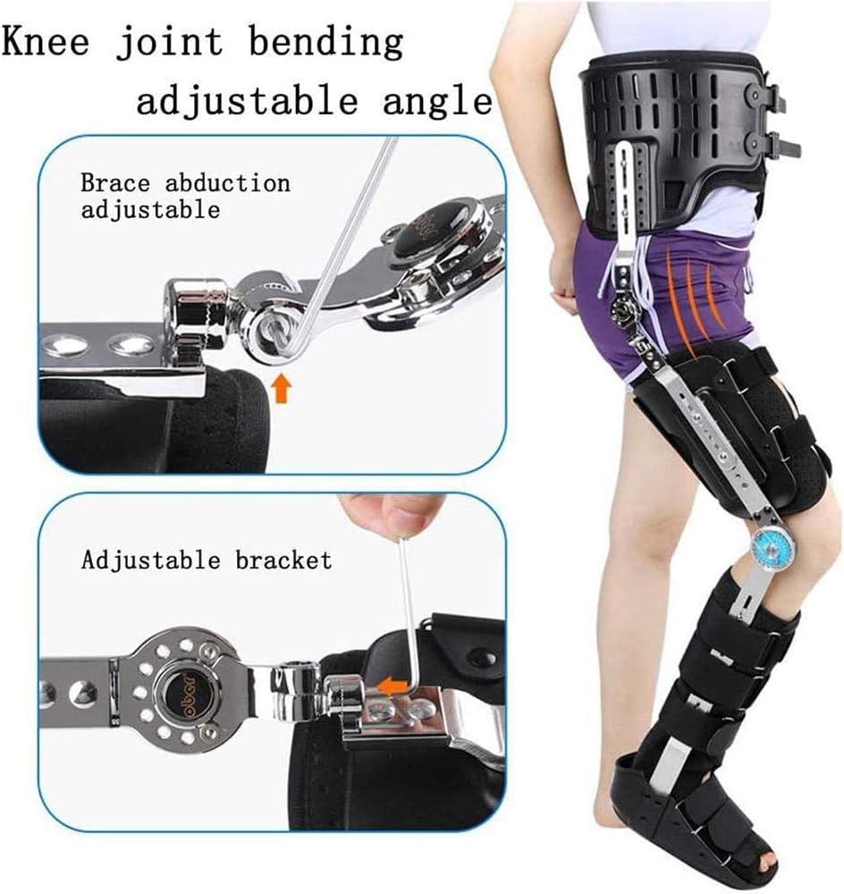 Hinged ROM Knee Ankle Foot Fixation Orthosis,Comfortable Adjustable Hip Knee Ankle Foot Orthosis Brace Leg Fracture Foot and Orthotics of Lower Limbs