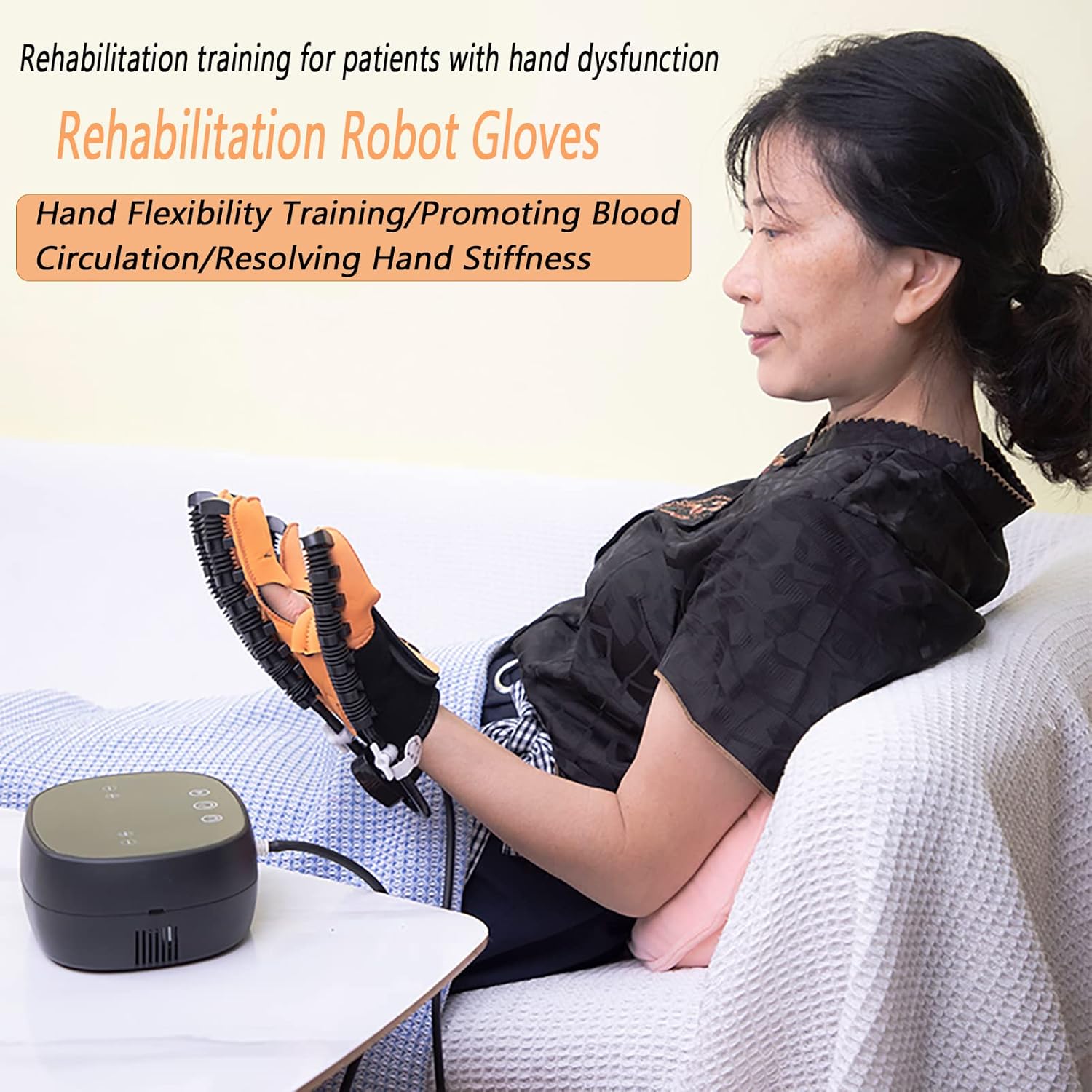 Finger Rehabilitation Robot Gloves, Upgrade Self-Training Finger Rehabilitation Device Functional Hand Splint, for Increasing Hand Strength(Size:M Code,Color:Left Hand)