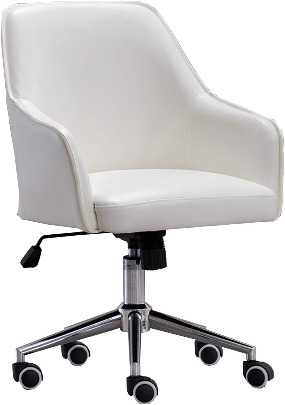 Computer Desk Chair, Executive Chairs, Ergonomic Desk Chair Pu Leather with Lumbar Support Armrest Swivel Adjustable Task Chair,White
