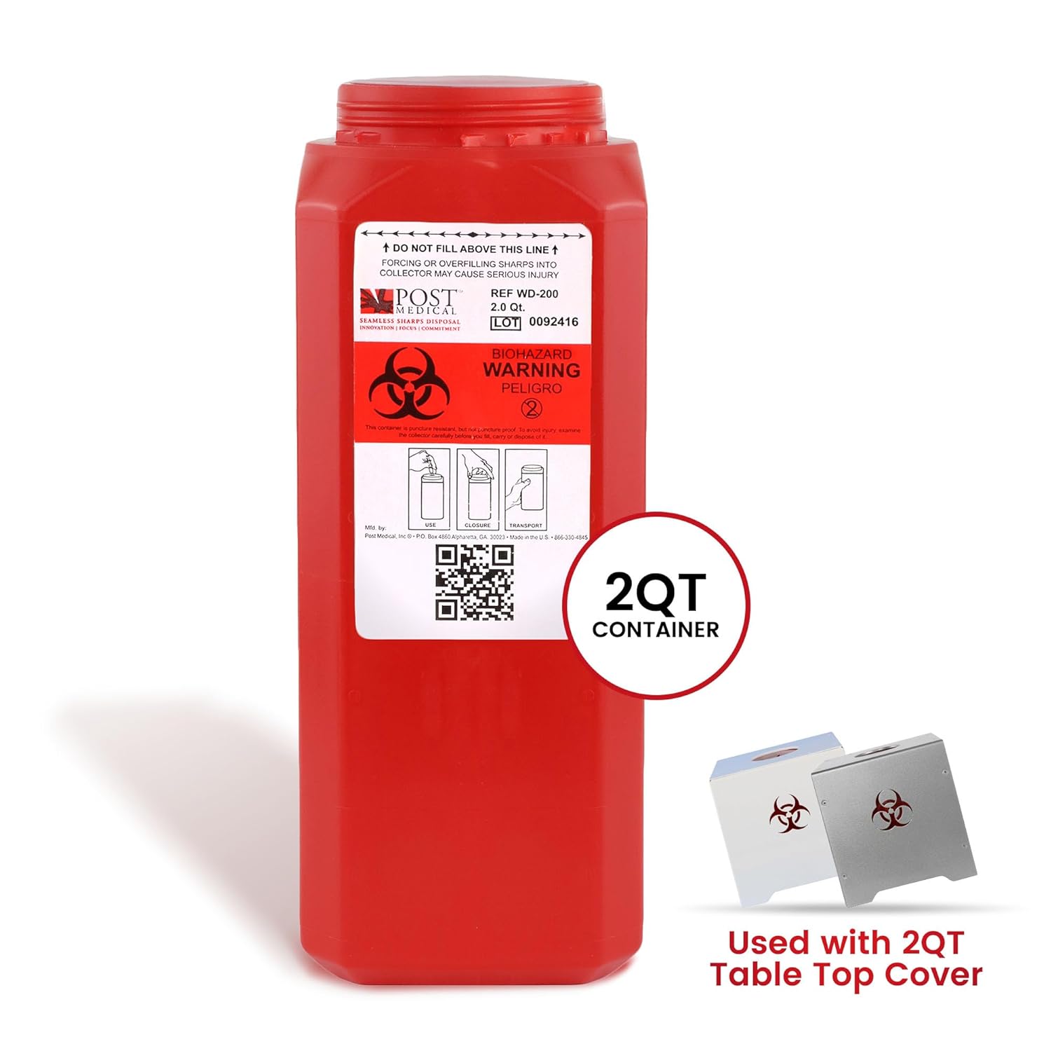 2.0 Quart Conseal® Sharps Container Tabletop Cover - Powder Coated White