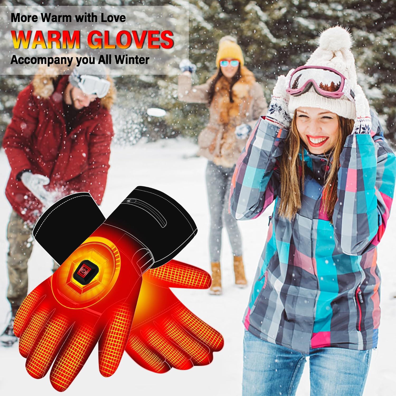 Autocastle 7.4V Heated Gloves Rechargeable Electric Battery Heated Gloves for Men Women,Touchscreen Thermal Heat Gloves,Battery Heated Ski Cycling Hunting Winter Hot Thermal Gloves Hand Warmer