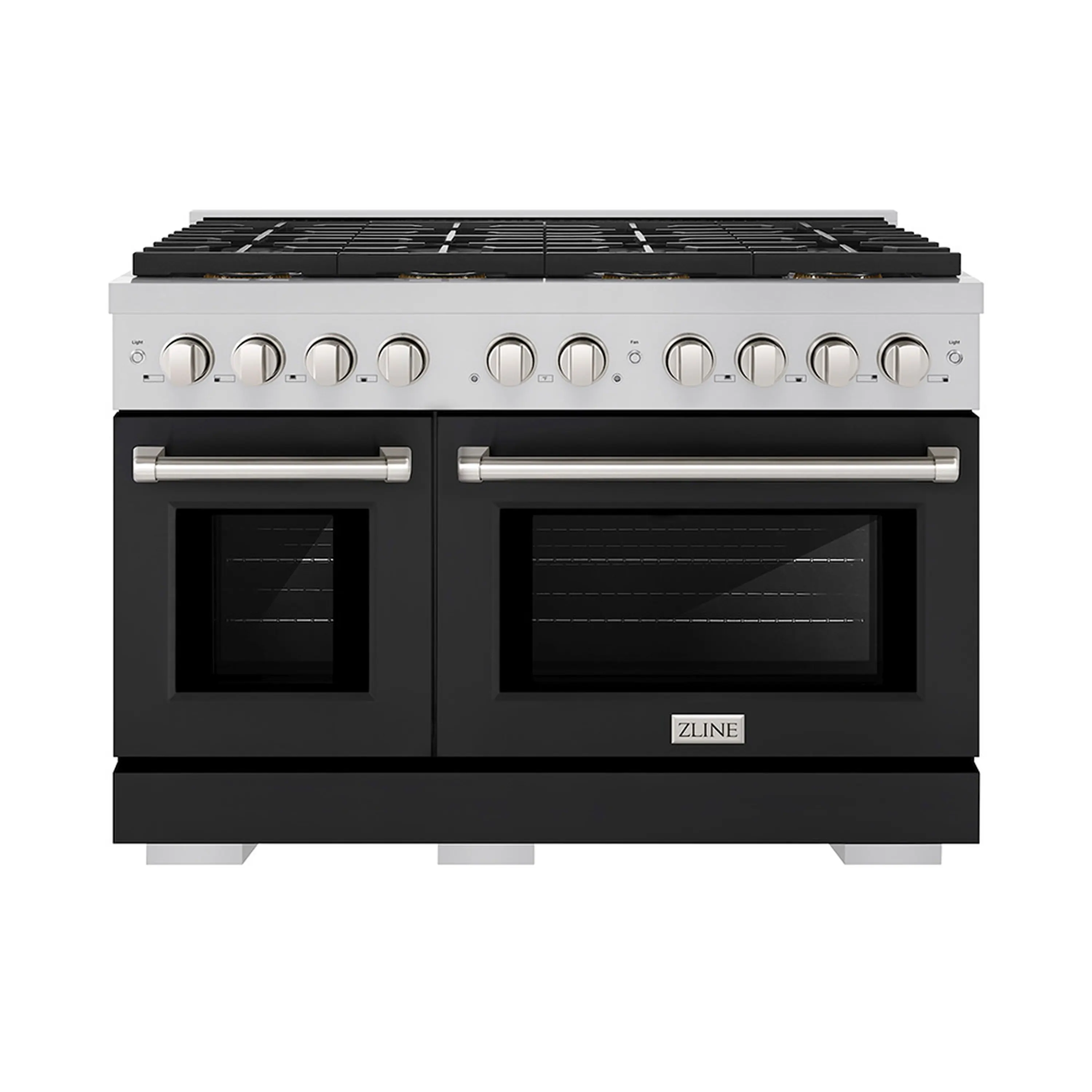 ZLINE 48-Inch 6.7 cu. ft. Paramount Gas Range with 8 Burner DuoPro鈩?Cooktop and Dual Ovens with Black Matte Doors (PSGR-BLM-48)