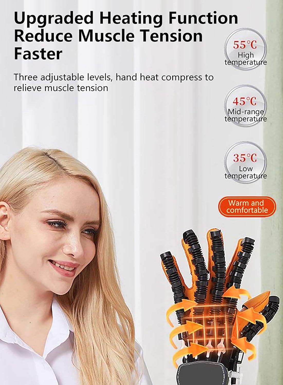 2025 Upgrade Rehabilitation Robot Gloves, Stroke Recovery Equipment, Three Levels Adjustable Heating Function, for Relieve Muscle Tension