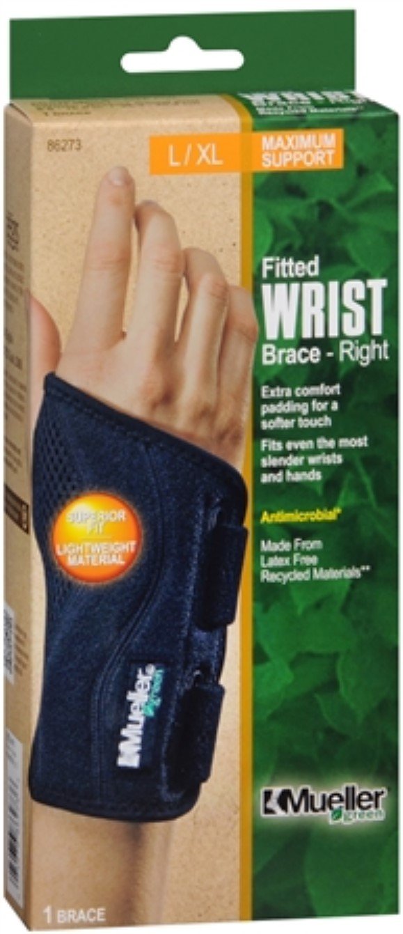 Mueller Green Fitted Wrist Brace Right L/XL [86273] 1 Each (Pack of 6)
