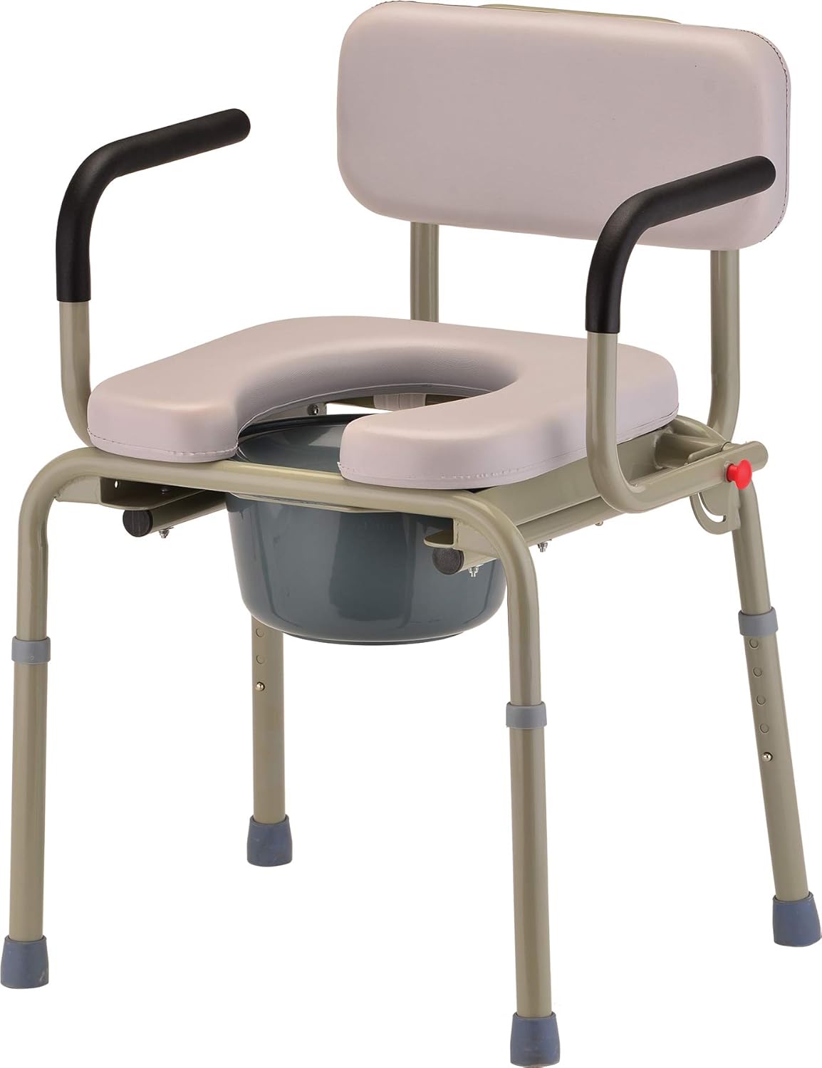 NOVA Medical Products Drop Arm Commode with Padded Seat and Back, Drop Down Arms for Easy Transfer, Stand Alone Bed Side Commode and Over The Toilet Commode, Comes with Bucket, Lid and Slash Guard Gray 1 Count