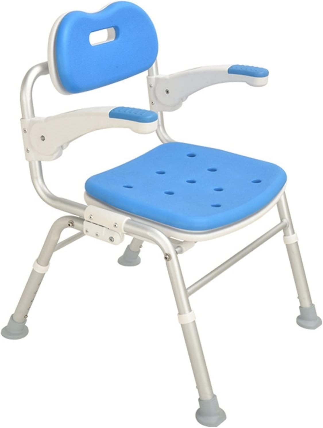 Bath Stool for Elderly Shower Chair with Arms and Back Height Adjustable Shower Seat Armrest Can Be Lifted Non-Slip Safety Bath Bench Supports Up to 330Lbs