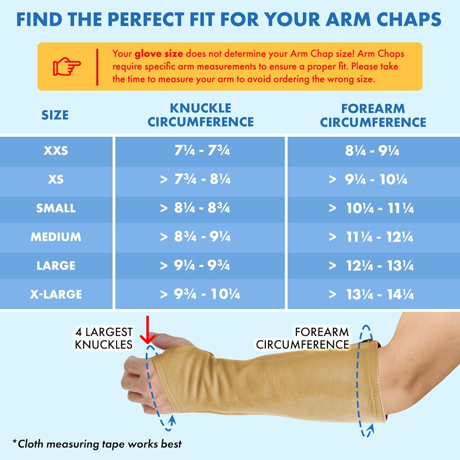 Arm Chaps Leather Protective Sleeves Arm Guard - Prevent Cuts, Scratches & Bruises - Genuine Cowhide - Ideal for Gardening & Construction - Left & Right Form-Fitting. Tan (1 Pair/XX-Small).