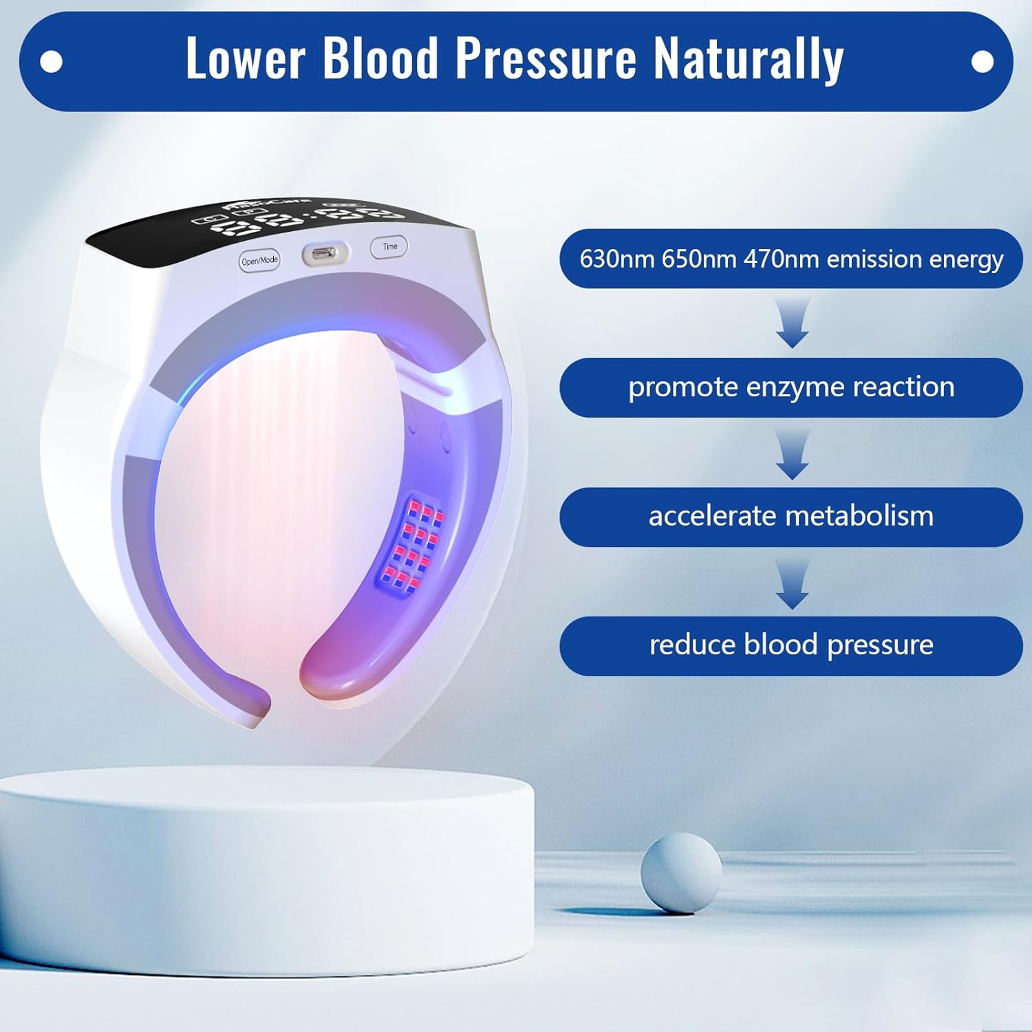 Lower Blood Pressure Naturally, Blood Pressure Lowering Device Used in Neck, Non-Drug Hypertension Reduction