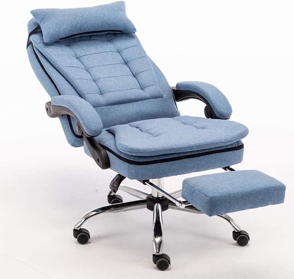 Executive Swivel Adjustable Swivel Office Desk Chair with Armrests Lumbar Support Desk Ergonomic Chair Computer Chair Removable and Washable Office Chair Reclining Boss Cha,Light Blue