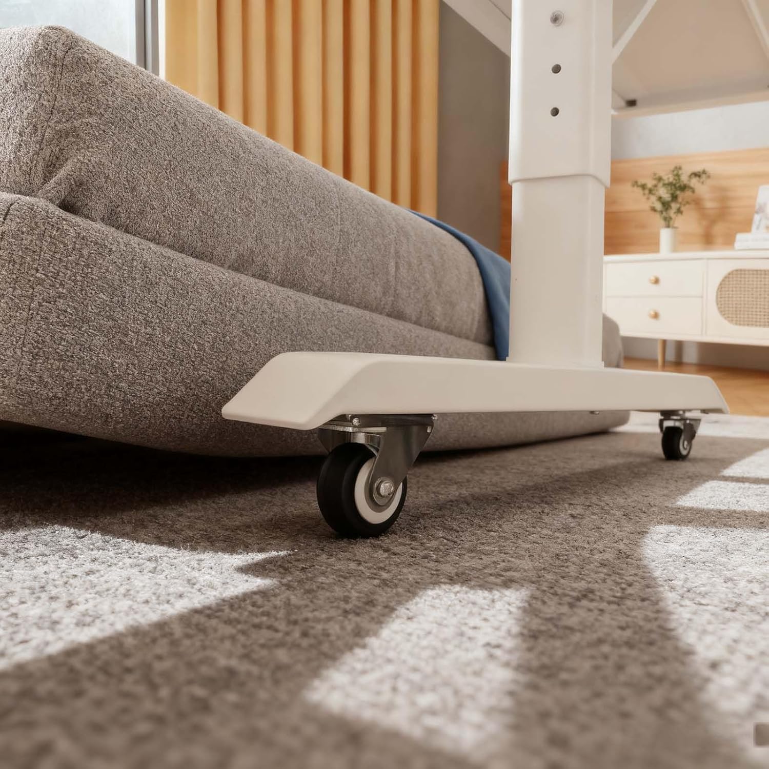 Over The Bed Table with Wheels - Adjustable Height Desk, Rolling Mobile Laptop Cart for Bedroom Work, King Size Beds(120 * 40 * 68cm)