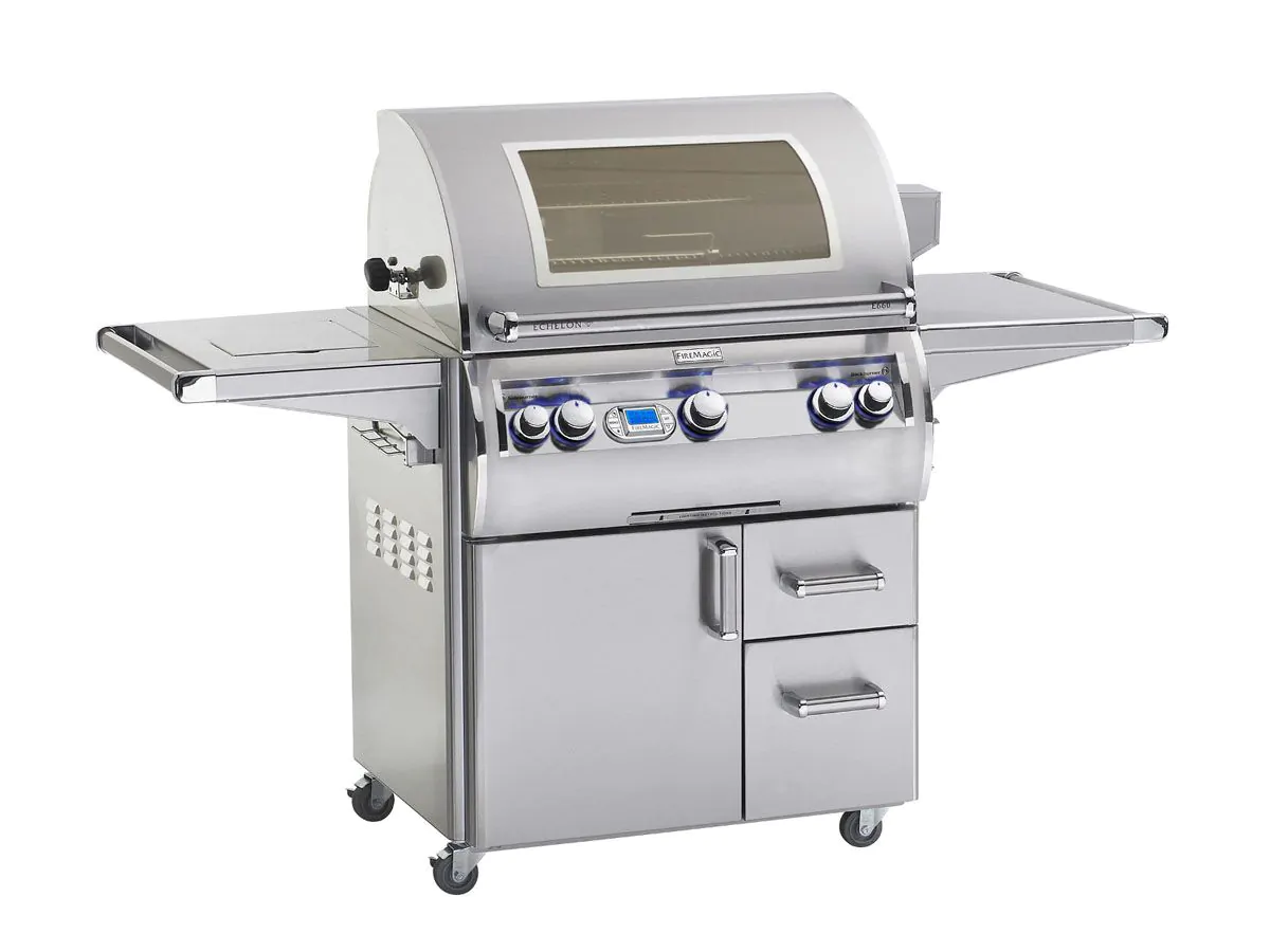Fire Magic Echelon Diamond E660s 30-Inch Freestanding Gas Grill With Rotisserie, Single Side Burner, Digital Thermometer & Magic View Window, Propane (E660S-8E1P-62-W)