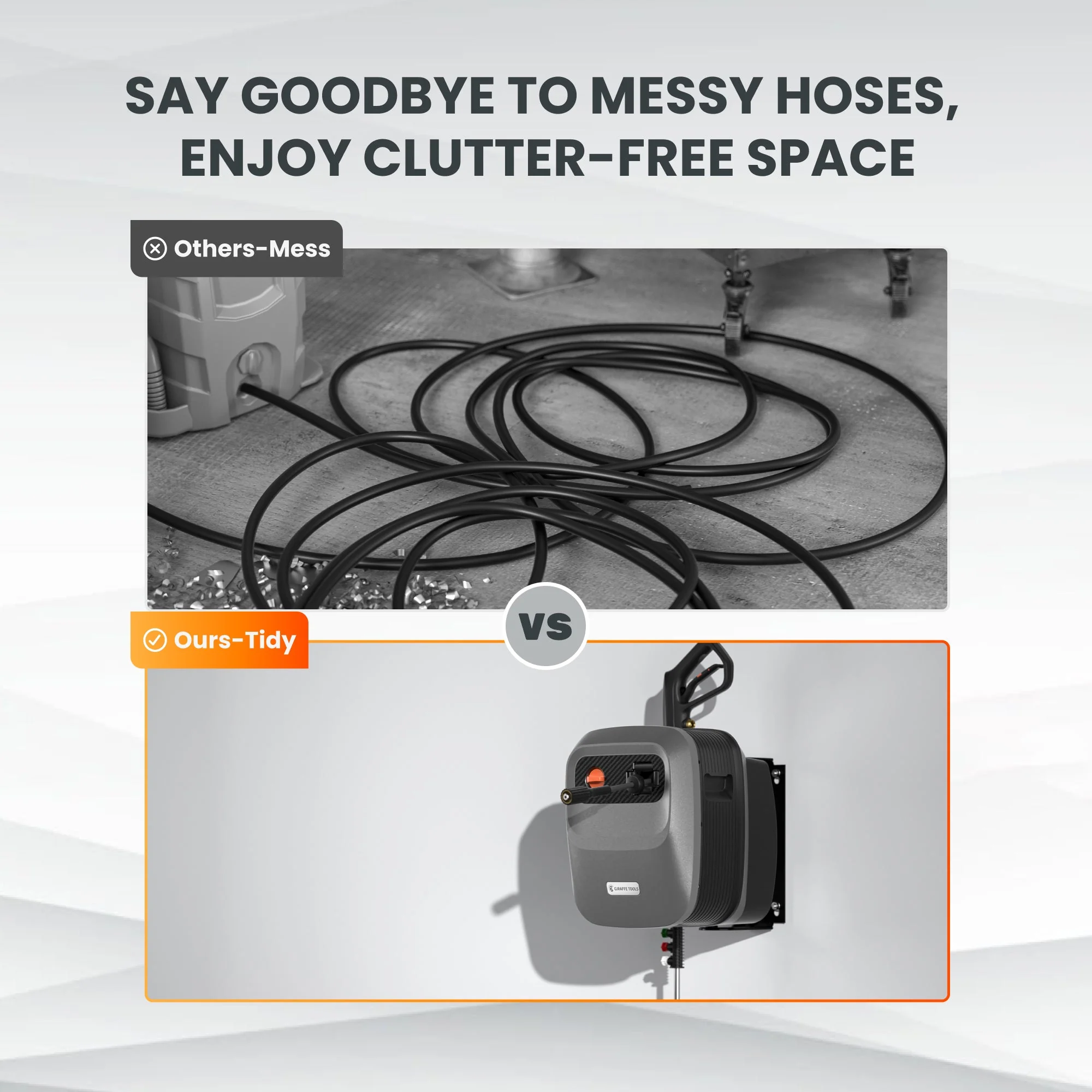 Giraffe Tools Grandfalls Wall-Mounted Retractable Pressure Washer G20, 2500 PSI