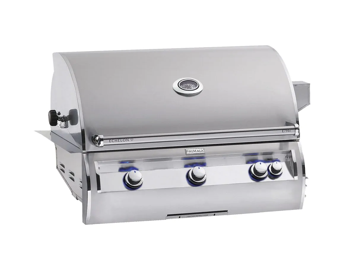 Fire Magic Echelon Diamond E790i 36-Inch Propane Gas Built-In Grill with Backburner, Rotisserie Kit and Analog Thermometer (E790I-8EAP)