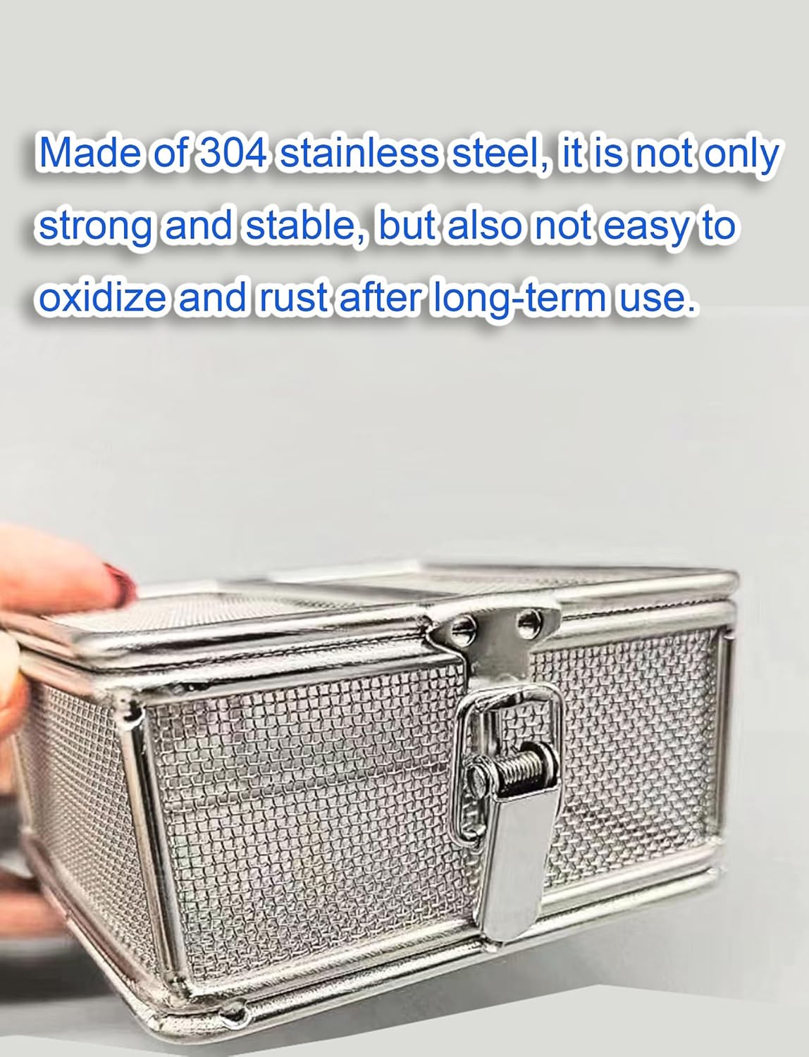 Metal Instrument Sterilization Basket with lid, Lab Trays,304 Stainless Steel mesh Basket,Instrument Tray and Mesh Perforated Baskets,for Hospital, Clinic