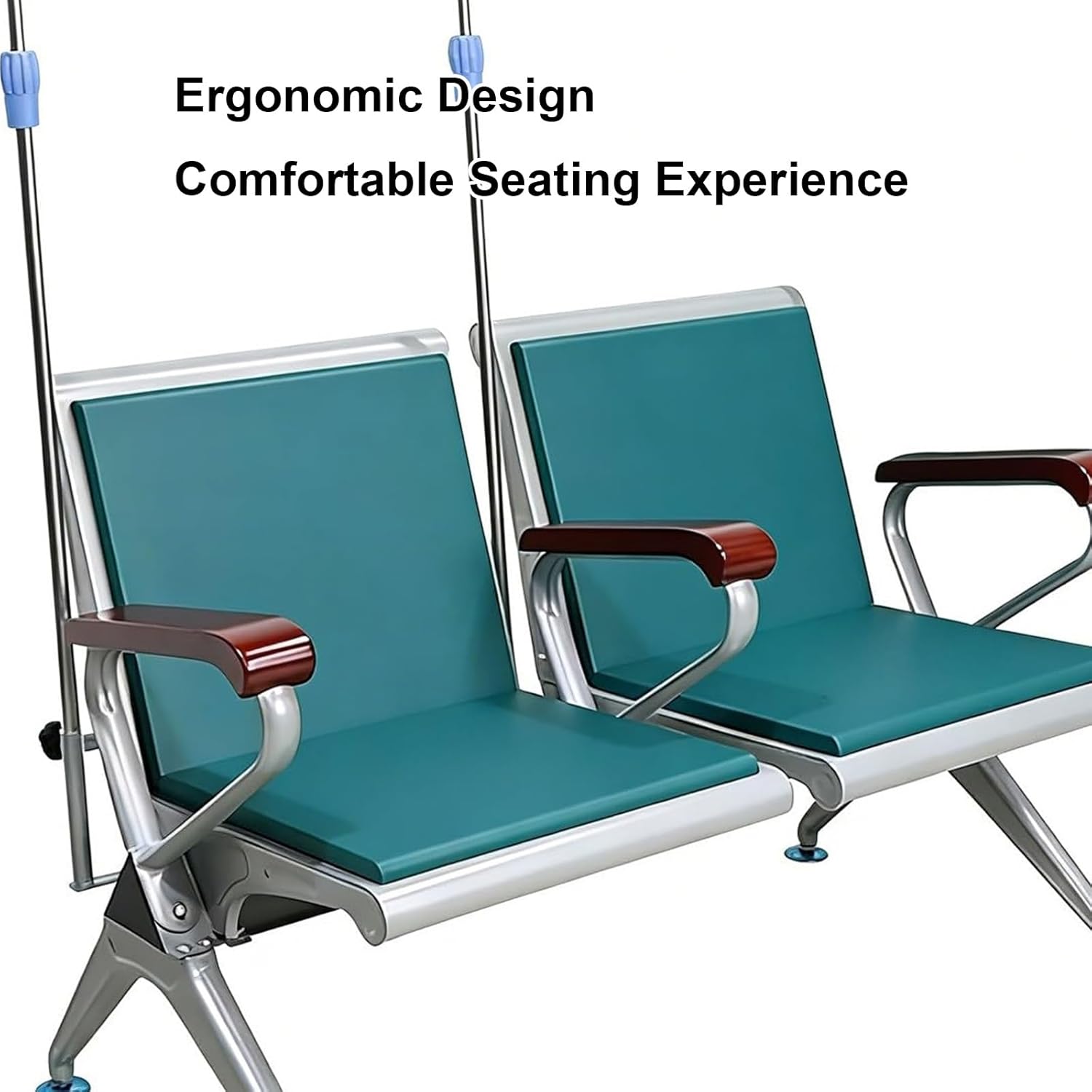2 Seats Waiting Room Chairs, Medical Chair with Iv Stand, with Backrest and Armrests, for Clinics, Hospitals, and Communities(Green)